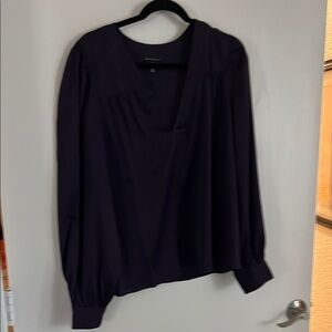 White House Black Market Asymmetrical Black Blouse